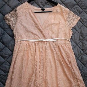 Plus Size Blush Lace Skater Dress